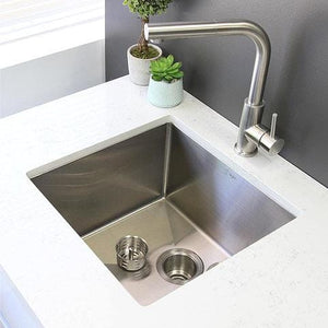 25 in Single Bowl Kitchen Sink, 16 Gauge Stainless Steel with Grid and Basket Strainer, by Stylish S-312XG Teal