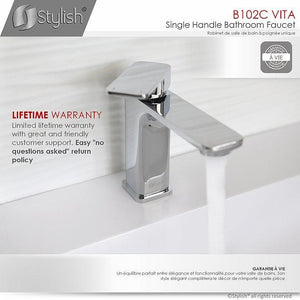 Vita Single Lever Handle  Single Hole Bathroom Sink Faucet - by Stylish B-102C