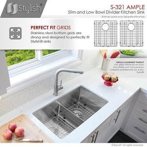 32 in Double Bowl Kitchen Sink, 16 Gauge Stainless Steel with Grids and Basket Strainers, by Stylish S-321XG Ample