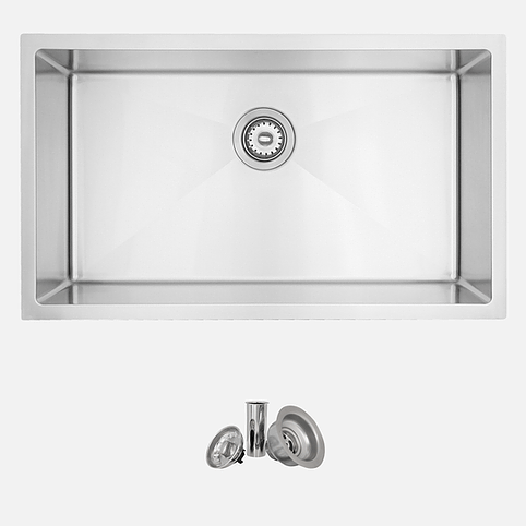 31 in Undermount Single Bowl Kitchen Sink, 18 Gauge Stainless Steel with Standard Strainers, by Stylish® S-402 Valencia