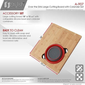 Over the Sink Large Cutting Board with Colander Set  by Stylish A-907