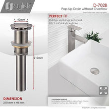 Load image into Gallery viewer, Bathroom Sink Pop-Up Drain No Overflow Brushed Nickel Finish by Stylish D-702B