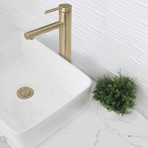 Stainless Steel Bathroom Sink Pop-Up Drain without Overflow Brushed Gold Finish by Stylish D-703G