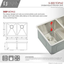 Load image into Gallery viewer, 28 in Double Bowl Kitchen Sink, 16 Gauge Stainless Steel with Grids and Basket Strainers, by Stylish S-300XG Topaz