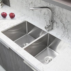 33 in Double Bowl 60/40 Reversible Undermount Kitchen Sink, 16 Gauge Stainless Steel with Grids and Basket Strainers, by Stylish S-322XG Beryl