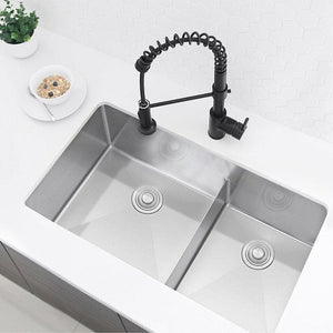 Roomy 32 in Double Bowl Kitchen Sink, 16 Gauge Stainless Steel with Grids and Basket Strainers, by Stylish®