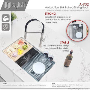 Workstation Sink Roll-Up Dish Drying Rack by Stylish A-902DG