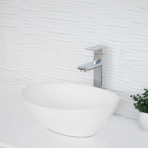 STYLISH 15 inch White Oval Ceramic Vessel Bathroom Sink - P-221