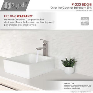 STYLISH 15 inch White Square Ceramic Vessel Bathroom Sink-P-222