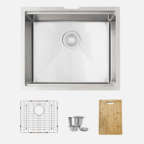 22 inch Workstation Single Bowl Undermount 16 Gauge Stainless Steel Kitchen Sink with Built in Accessories, by Stylish S-622W Versa22