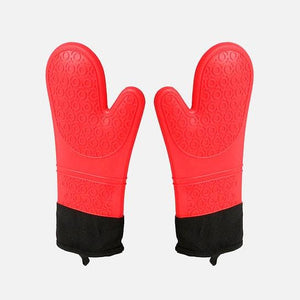 Silicone Oven Mitt, Heat Resistant Oven Glove up to 500 Degrees, Non-Slip  Silicone Mitts for Kitchen Baking Cooking, Quilted Cotton Lining and