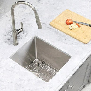 14 in Single Bowl Bar Sink, 18 Gauge Stainless Steel with Grid and Basket Strainer, by Stylish S-310G Ivory