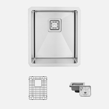 Load image into Gallery viewer, 16 in Single Bowl Bar Sink, 16 Gauge Stainless Steel with Grid and Square Strainer, by Stylish S-509XG Kubo