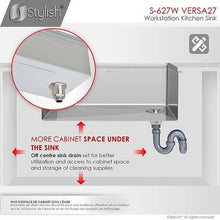 Load image into Gallery viewer, 27 inch Workstation Single Bowl Undermount 16 Gauge Stainless Steel Kitchen Sink with Built in Accessories, by Stylish S-627W Versa27