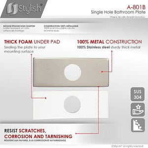 6" Bath Deck Plate Brushed Nickel Finish Square Shape by Stylish A-801B