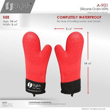 Load image into Gallery viewer, Heat Resistant Silicone Oven Gloves by Stylish A-901-RED