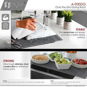 20 inch Over The Sink Roll-up Dish Drying Rack, Black by Stylish A-900BK