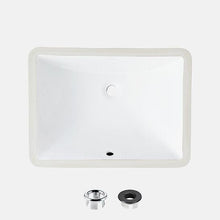 Load image into Gallery viewer, STYLISH 18 inch Rectangular Undermount Ceramic Bathroom Sink with 2 Overflow Finishes