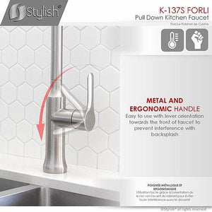 Single Handle Pull Down Kitchen Faucet - Matte Black Finish by Stylish K-137N