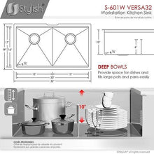 Load image into Gallery viewer, 32 inch Workstation Double Bowl Undermount 16 Gauge Stainless Steel Kitchen Sink with Built in Accessories, by Stylish S-601W Versa32