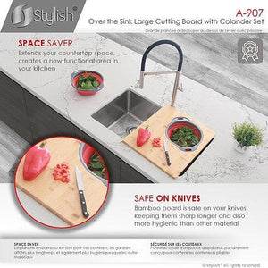 Over the Sink Large Cutting Board with Colander Set  by Stylish A-907