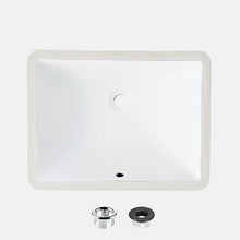 Load image into Gallery viewer, STYLISH 20 inch Rectangular Undermount Ceramic Bathroom Sink with 2 Overflow Finishes