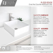 Load image into Gallery viewer, STYLISH 15 inch White Square Ceramic Vessel Bathroom Sink-P-222