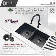 Load image into Gallery viewer, 3.5 Inch Graphite Black Stainless Steel Kitchen Sink Strainer with Removable Basket, Strainer Assembly by Stylish ST-06