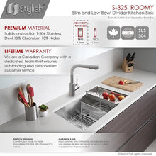 Load image into Gallery viewer, Roomy 32 in Double Bowl Kitchen Sink, 16 Gauge Stainless Steel with Grids and Basket Strainers, by Stylish®