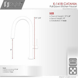 Catania Single Lever Handle Pull Down Deck Mounted Kitchen Faucet by Stylish - K-141N
