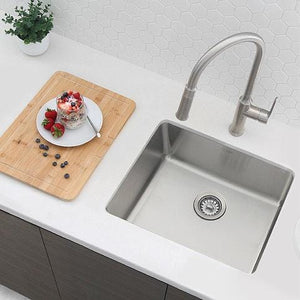 22 in Dual Mount Single Bowl Kitchen Sink, 18 Gauge Stainless Steel with Standard Strainer, by Stylish S-407T Bilbao