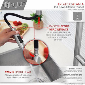 Catania Single Lever Handle Pull Down Deck Mounted Kitchen Faucet by Stylish - K-141N