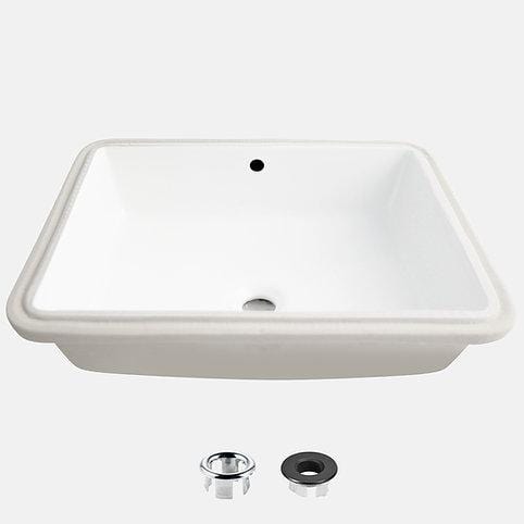 STYLISH 20 inch Rectangular Undermount Ceramic Bathroom Sink with 2 Overflow Finishes