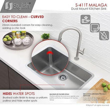 Load image into Gallery viewer, 29 in Dual Mount Single Bowl Kitchen Sink, 18 Gauge Stainless Steel with Standard Strainers, by Stylish S-411T Malaga