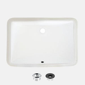 STYLISH 21 inch Rectangular Undermount Ceramic Bathroom Sink with 2 Overflow Finishes