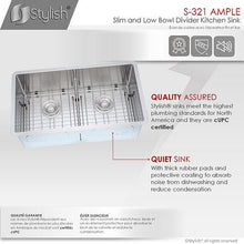 Load image into Gallery viewer, 32 in Double Bowl Kitchen Sink, 16 Gauge Stainless Steel with Grids and Basket Strainers, by Stylish S-321XG Ample