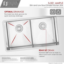 Load image into Gallery viewer, 32 in Double Bowl Kitchen Sink, 16 Gauge Stainless Steel with Grids and Basket Strainers, by Stylish S-321XG Ample