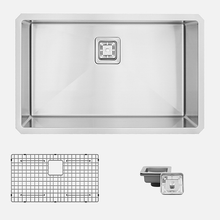 Load image into Gallery viewer, 30 in Single Bowl Kitchen Sink, 16 Gauge Stainless Steel with Grid and Square Strainer, by Stylish S-511XG Jet