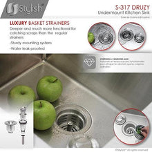 Load image into Gallery viewer, Druzy 15 in Single Bowl Bar Sink, 18 Gauge Stainless Steel with Grid and Basket Strainer, by Stylish