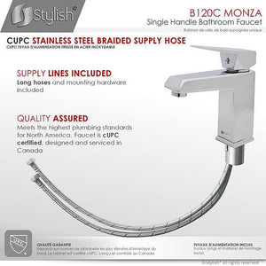 Monza Bathroom Faucet Single Handle Chrome Polished Finish by Stylish B-120C