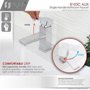 Alix Bathroom Faucet Single Handle Matte Black Finish by Stylish B-103N