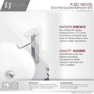 STYLISH 15 inch White Oval Ceramic Vessel Bathroom Sink - P-221