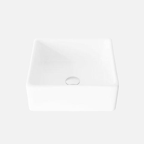 STYLISH 15 inch White Square Ceramic Vessel Bathroom Sink-P-222