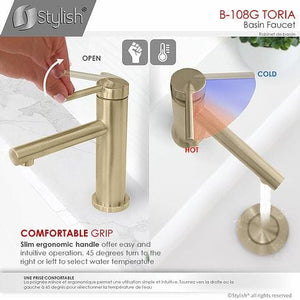 Toria Bathroom Faucet Single Handle Chrome Polished Finish by Stylish B-108C