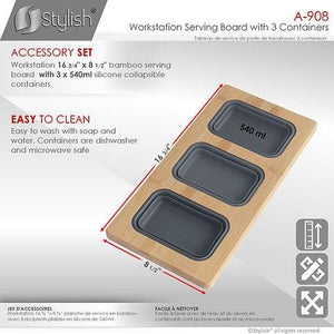 Workstation Serving Board with 3 Containers by Stylish A-908