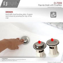 Load image into Gallery viewer, Bathroom Sink Pop-Up Drain with Overflow Brushed Nickel Finish by Stylish - D-700B