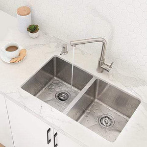 31 in Undermount Double Bowl Kitchen Sink, 18 Gauge Stainless Steel with Grids and Standard Strainers, by Stylish S-401G Toledo