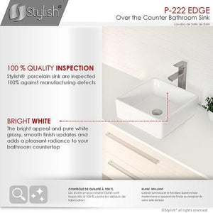 STYLISH 15 inch White Square Ceramic Vessel Bathroom Sink-P-222