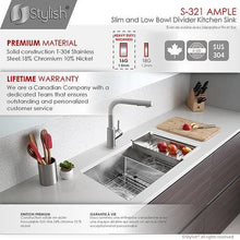 Load image into Gallery viewer, 32 in Double Bowl Kitchen Sink, 16 Gauge Stainless Steel with Grids and Basket Strainers, by Stylish S-321XG Ample