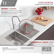Load image into Gallery viewer, 30 in Double Bowl Kitchen Sink, 16 Gauge Stainless Steel with Grids and Square Strainers, by Stylish S-504XG Morion